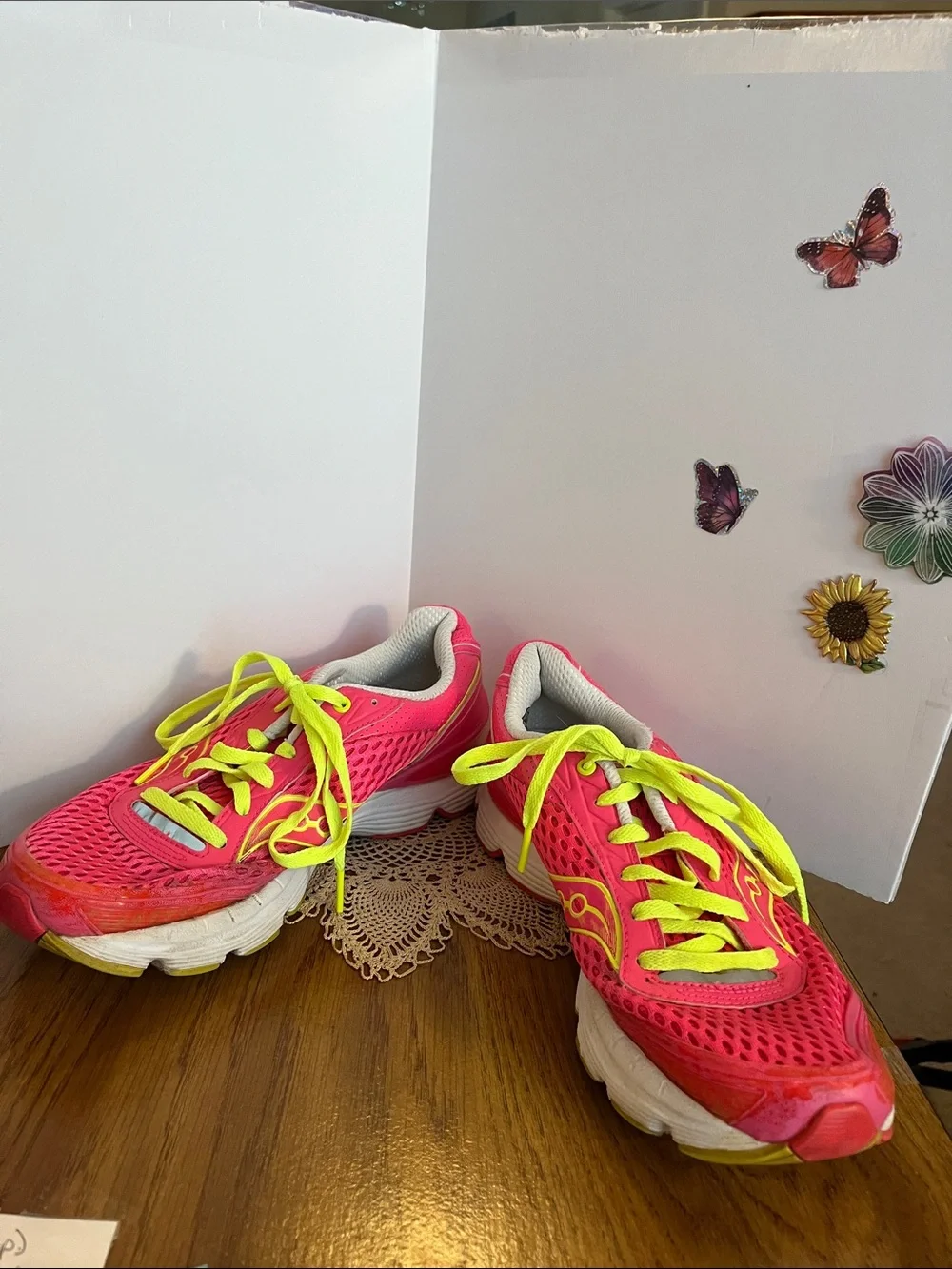 Saucony Hot Pink and Neon Yellow Women's Running Shoes